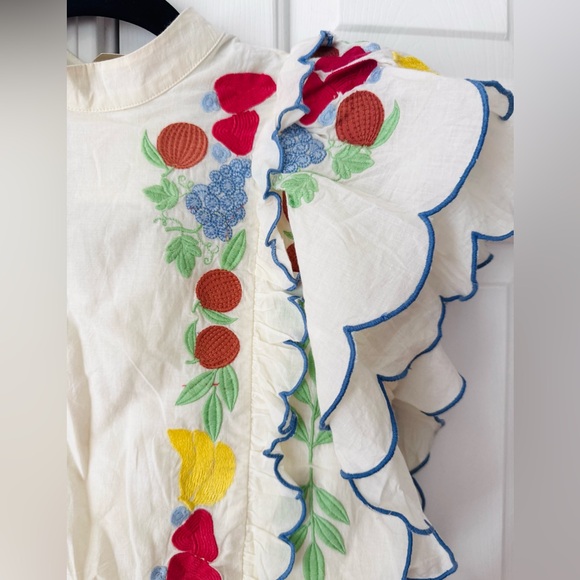 Farm Rio Embroidered Ruffle Mini Tunic Dress - Picture 8 of 15